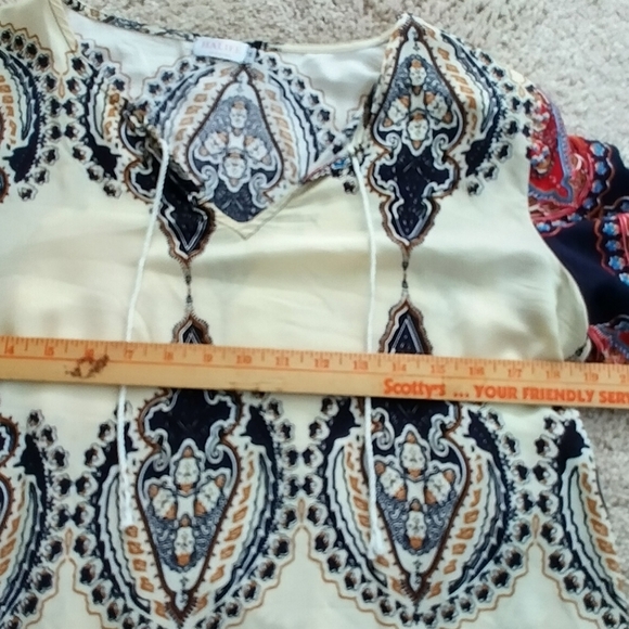 Halife Vintage EthnicStyle Printed Tassel Tie Neck Loose Fit Bohemian Medium - Picture 13 of 16